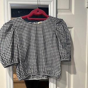 Nation Top Navy checked with buttons down back